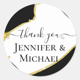 Sublime Schwarz-weiß Gold Wedding Runder Aufkleber