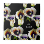 Sublime Wasserfarbe Arum Calla Lilies mit Text Fliese (Vorderseite)