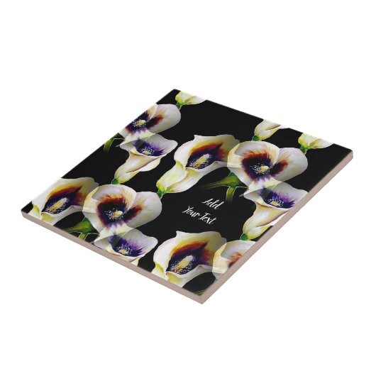 Sublime Wasserfarbe Arum Calla Lilies mit Text Fliese (Seite)