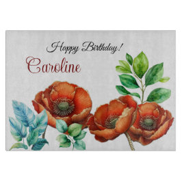Sublime Watercolor Bold Red Poppies Schneidebrett