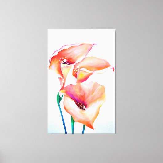 Sublime Watercolor Calla Lilies Leinwanddruck (Vorderseite)