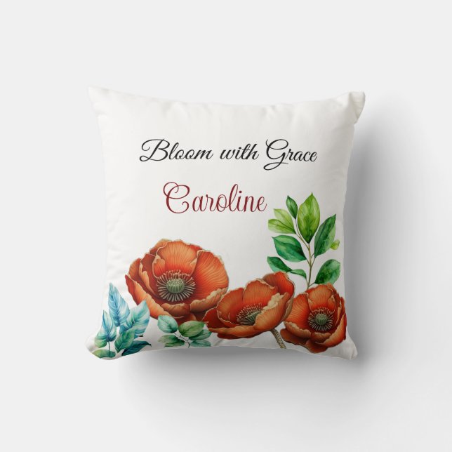 Sublime Watercolor Red Poppies Happy Retirement Kissen (Vorderseite)