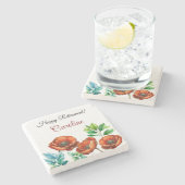 Sublime Watercolor Red Poppies Happy Retirement Steinuntersetzer (Seitenansicht)