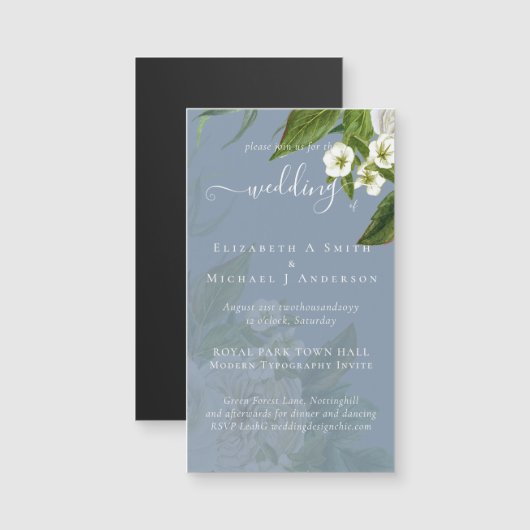 Sublime Wedding Suite - White Roses Magnetkarte (Vorne/Hinten)
