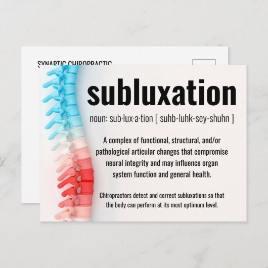 Subluxation Chiropraktischer Rückruf/Reaktivierung Postkarte (Vorne/Hinten)