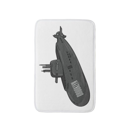 Submarine cartoon illustration badematte (Vorderseite Vertikal)