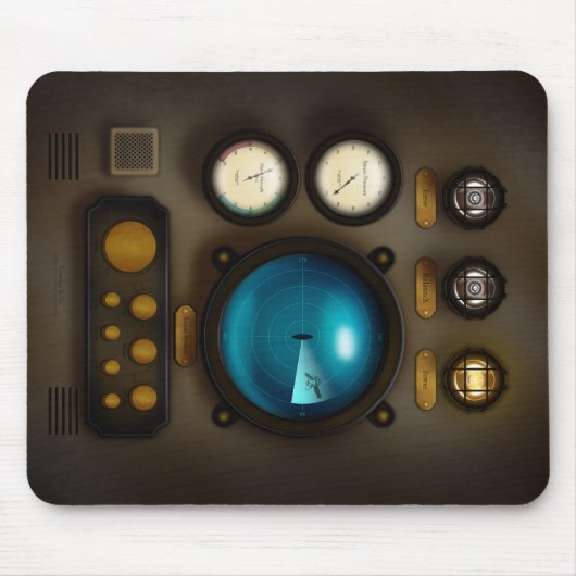 Submarine Kontrolle Panel Sonar Steampunk Mousepad (Vorne)