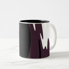 Submersion: Abstract Black, White, Purple & Green Zweifarbige Tasse