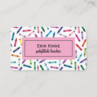 Substitute Teacher Business Calling Cards Crayons  Visitenkarte