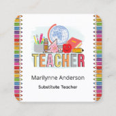 Substitute Teacher Quadratische Visitenkarte (Vorderseite)