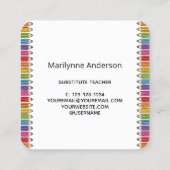 Substitute Teacher Quadratische Visitenkarte (Rückseite)