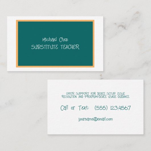 Substitute Teacher Visitenkarte (Vorne/Hinten)