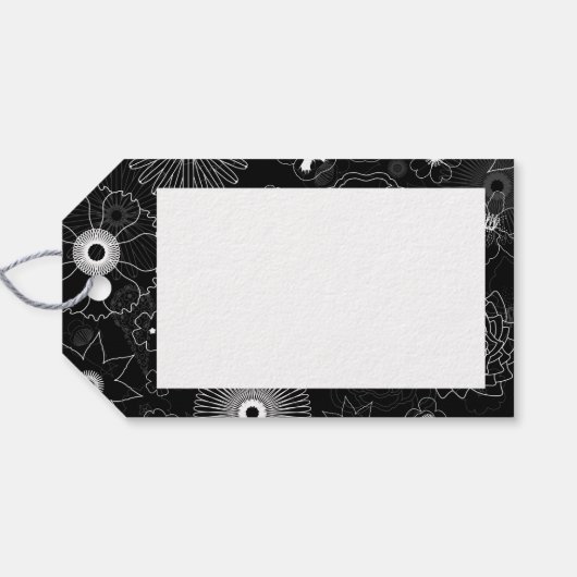 Subtemporäres, schwarz-weißes Muster Geschenkanhänger (Rückseite Horizontal)