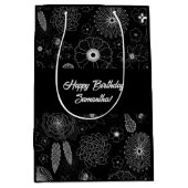 Subtemporäres, schwarz-weißes Muster Mittlere Geschenktüte (Vorderseite)