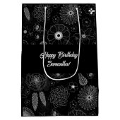 Subtemporäres, schwarz-weißes Muster Mittlere Geschenktüte (Rückseite)