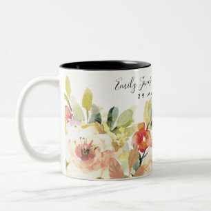 SUBTENT PEACH WASSERFARBE SAVE THE DATE GESCHENK ZWEIFARBIGE TASSE