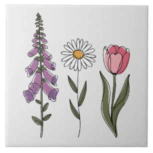 Subtil Anti-Trump - Foxglove Daisy Tulip III Fliese