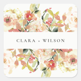 SUBTIL BLUSH PEACH PINK WASSERFARBFLÜSSIGKEIT QUADRATISCHER AUFKLEBER