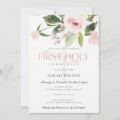 SUBTIL BLUSH PINK ROSE FLORA ERSTE HOLZGEMEINSCHAF EINLADUNG (Vorderseite)