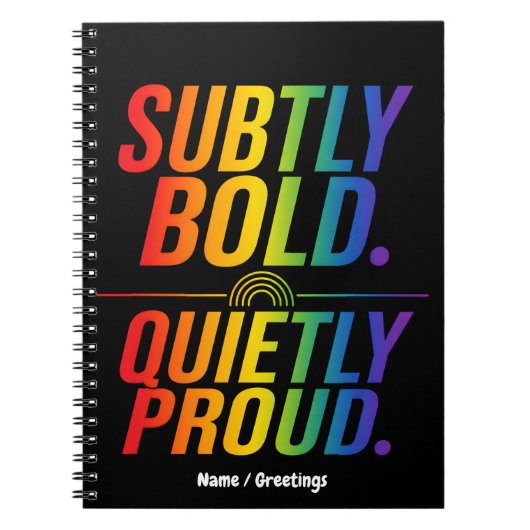 Subtil Fett Stille Stolz Regenbogen-Typografie Min Notizblock (Vorderseite)