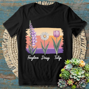Subtil floraler Foxglove Daisy Tulip Blume Lover T-Shirt
