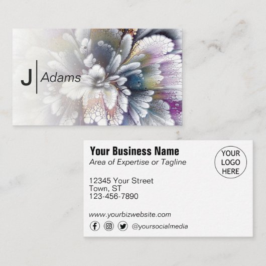 Subtile Abstrakte Blume Visitenkarte (Vorne/Hinten)
