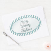 Subtile Age Aqua/White Simple Stripes Muster Ovaler Aufkleber (Umschlag)