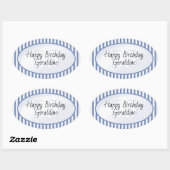 Subtile Age Blue/White Simple Stripes Muster Ovaler Aufkleber (Blatt)