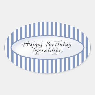 Subtile Age Blue/White Simple Stripes Muster Ovaler Aufkleber