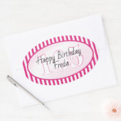 Subtile Age Fuchsia/White Simple Stripes Muster Ovaler Aufkleber (Umschlag)