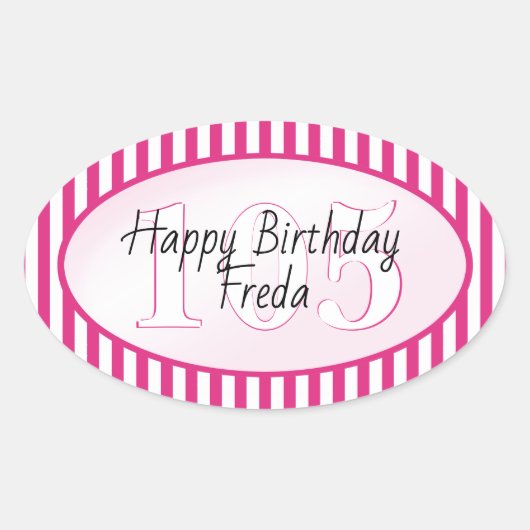 Subtile Age Fuchsia/White Simple Stripes Muster Ovaler Aufkleber (Vorderseite)