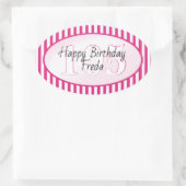 Subtile Age Fuchsia/White Simple Stripes Muster Ovaler Aufkleber (Tasche)