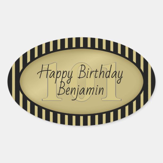 Subtile Age Gold/Black Simple Stripes Muster Ovaler Aufkleber (Vorderseite)