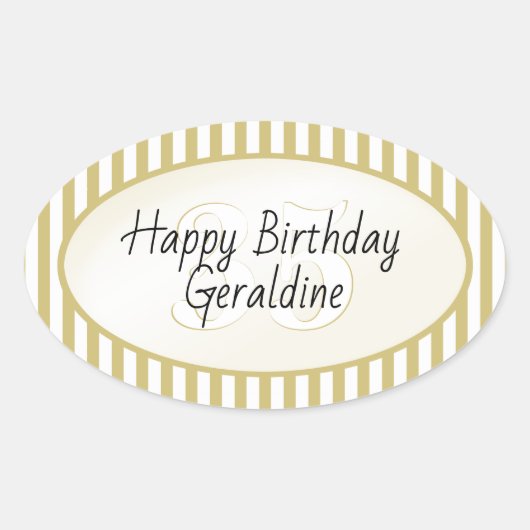 Subtile Age Gold/White Simple Stripes Muster Ovaler Aufkleber (Vorderseite)