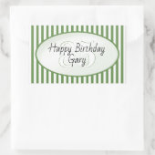 Subtile Age Green und White Stripe Happy Birthday Rechteckiger Aufkleber (Tasche)