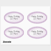 Subtile Age Lavendel/White Simple Stripes Muster Ovaler Aufkleber (Blatt)