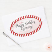 Subtile Age Red/White Simple Stripes Muster Ovaler Aufkleber (Umschlag)