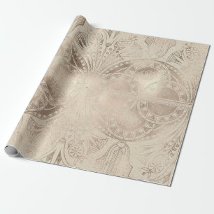 Subtile ägyptische Blüten und geometrische Ornamen Geschenkpapier
