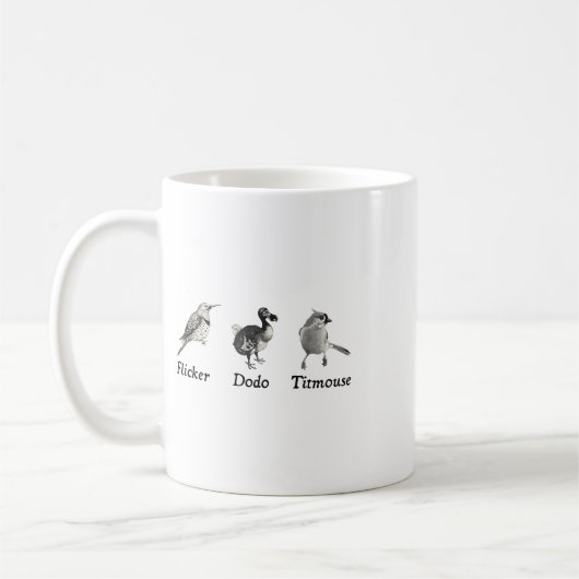 Subtile Animal, Flicker Dodo Titmouse Kaffeetasse (Links)