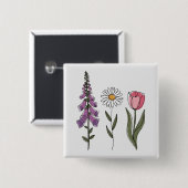 Subtile Anti-Trump - Foxglove Daisy Tulip III Button (Vorne & Hinten)