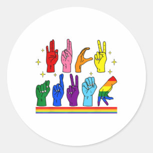 Subtile AntiTrump Asl Sign Language Lgbtq+ Resist Runder Aufkleber