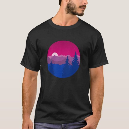 Subtile bisexuelle Pride-Flagge Berglandschaft vin T-Shirt (Vorderseite)