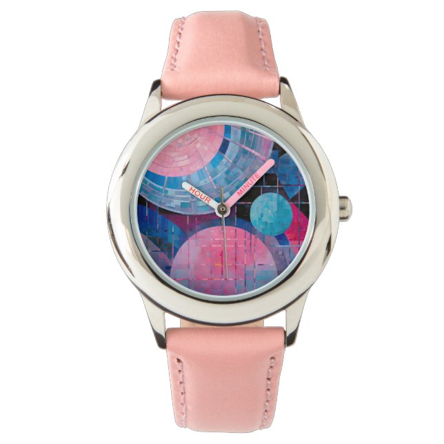 Subtile Blautöne in Abstrakten Armbanduhr (Vorderseite)
