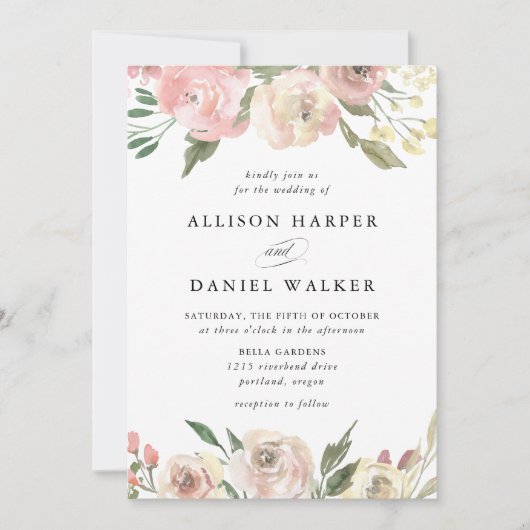 Subtile Blooms | Hochzeit Einladung (Vorderseite)