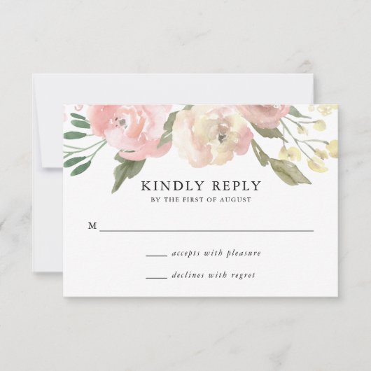Subtile Blooms | RSVP-Hochzeitkarte RSVP Karte (Vorderseite)