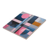 Subtile Blues & Pinks in geometrischer Abstraktion Fliese (Seite)
