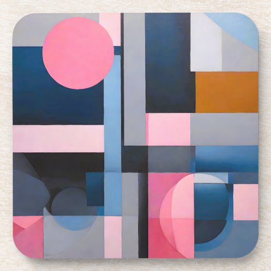 Subtile Blues & Pinks in geometrischer Abstraktion Getränkeuntersetzer (Vorderseite)