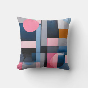 Subtile Blues & Pinks in geometrischer Abstraktion Kissen