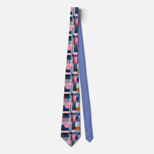 Subtile Blues & Pinks in geometrischer Abstraktion Krawatte (Vorderseite)