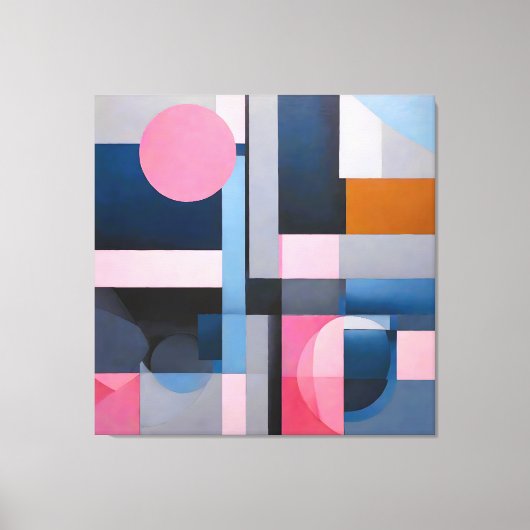 Subtile Blues & Pinks in geometrischer Abstraktion Leinwanddruck (Vorderseite)